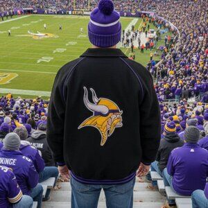 💜 Minnesota Vikings XXL Wool Letterman Jacket 🏈